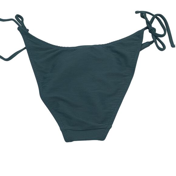 New J. Crew Teal Ribbed Cheeky Side Tie Bikini Swim Bathing Suit Bottom Large - Picture 5 of 8